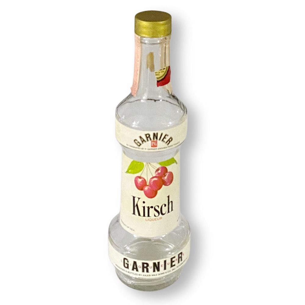 Garnier Kirsch Liquer Vintage Half Pint Glass Bottle, Vintage Cherry Wine Bottle